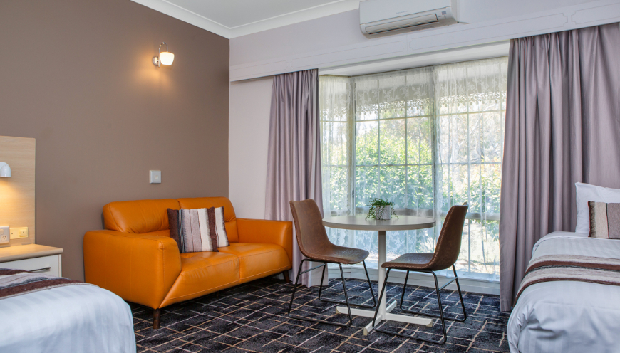 Luxurious bedroom in Canberra accommodation.
