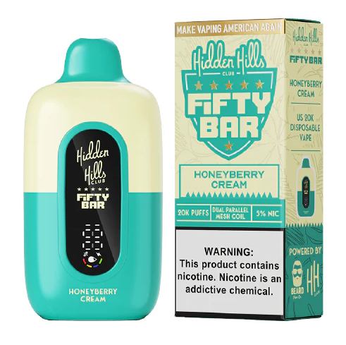 Honeyberry Cream Disposable Vape (20000 Puffs) by Hidden Hills x Fifty Bar